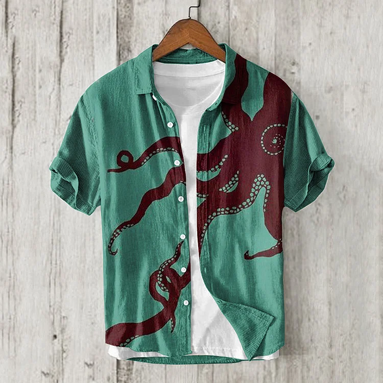 Comstylish Vintage Octopus Art Linen Blend Shirt