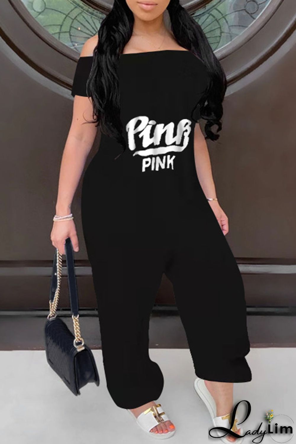 Yellow Casual Print Patchwork Off the Shoulder Loose Jumpsuits