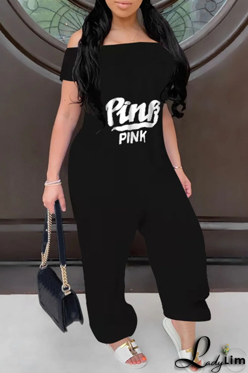 Yellow Casual Print Patchwork Off the Shoulder Loose Jumpsuits