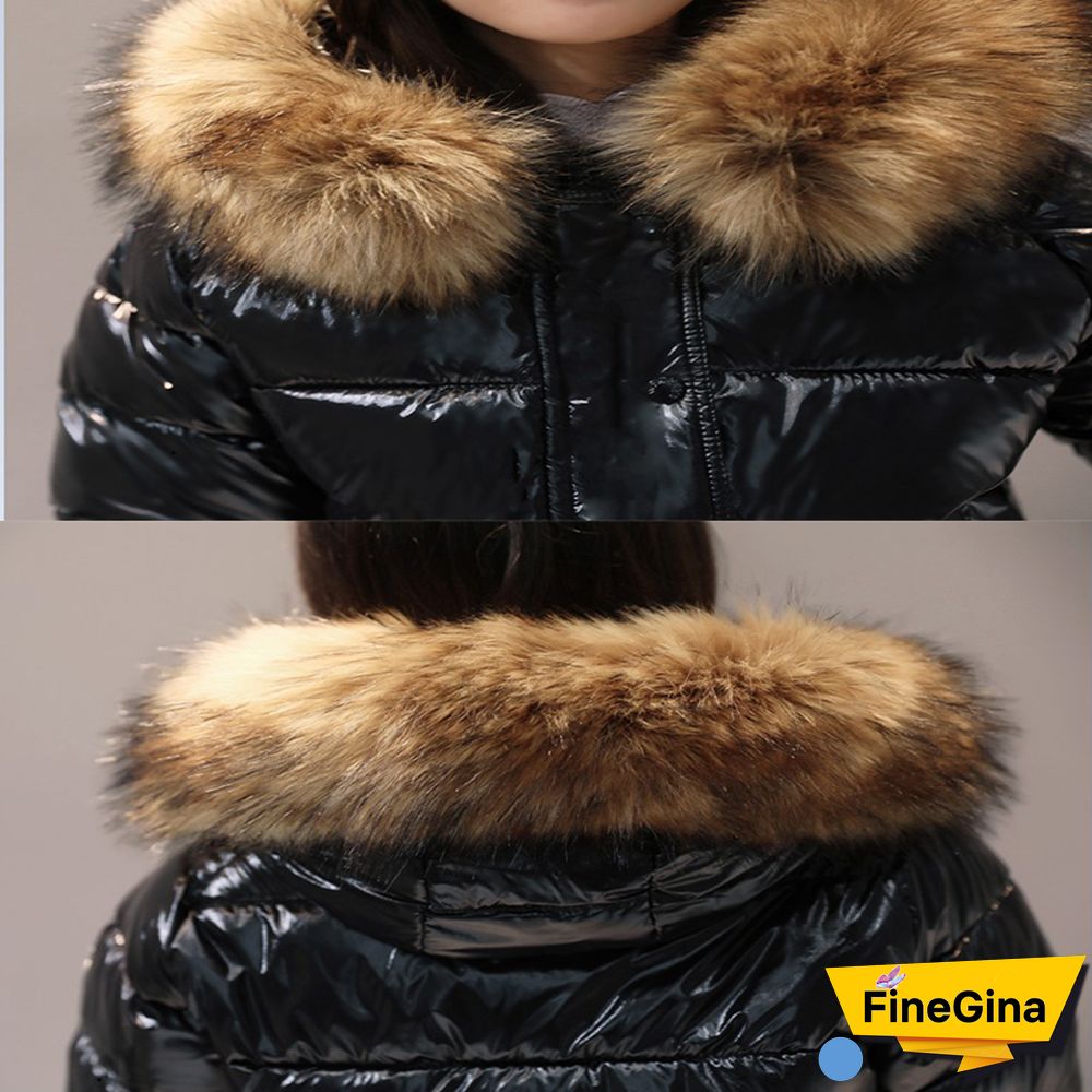 Fashion Black Waterproof Winter Jacket Women Big Fur Hooded Down Parkas Female Jacket Coat Slim Warm Winter Outwear New
