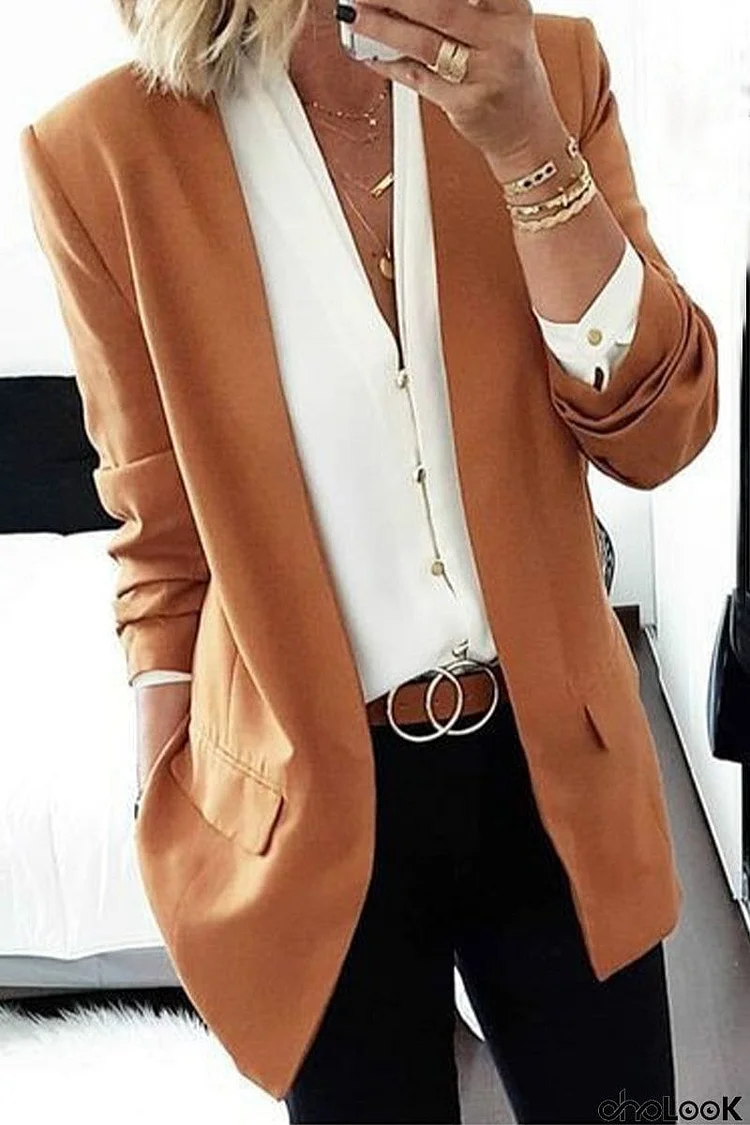 Casual Street Solid Solid Color Turndown Collar Outerwear