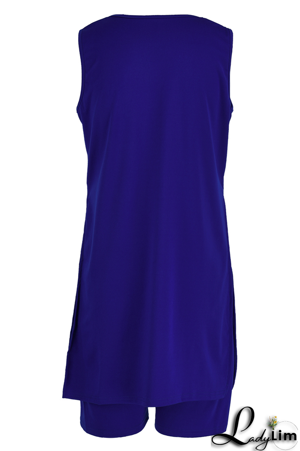 Black Casual Solid Slit Square Collar Sleeveless Two Pieces