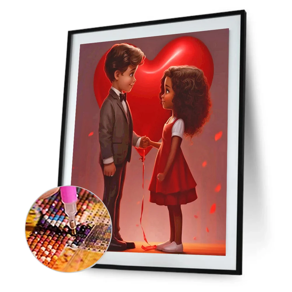 Diamond Painting - Full Round Drill - Kid Sweet Couple(Canvas|30*40cm)