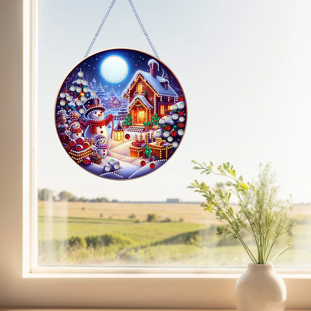 DIY Christmas Special Shape House Diamond Painting Hanging Pendant for Home Decor