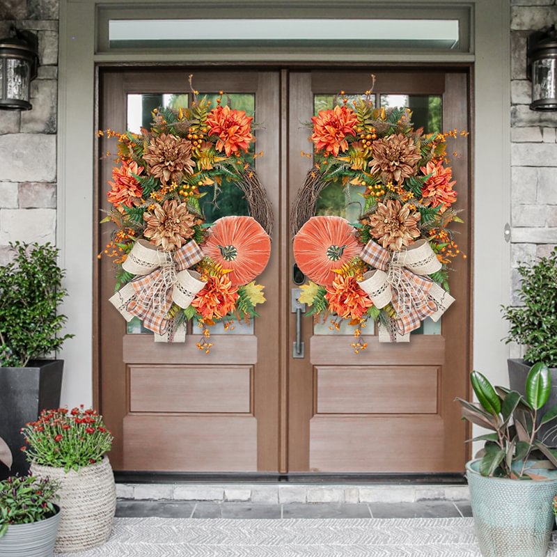 Fall Pumpkin Wreath-Rustic Grapevine Home Decor(Ready to Ship!)