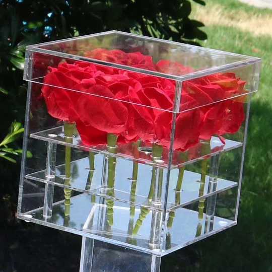 pornhint Pornhint Clear Acrylic Rose Flower Box Luxury Handmade Gift Box Vase