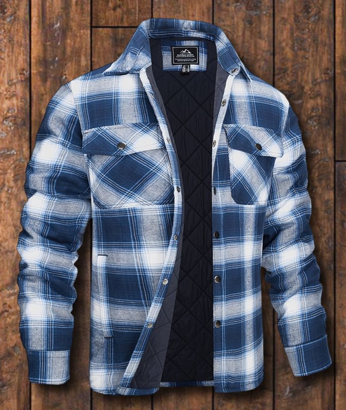 men's autumn and winter plaid long-sleeved loose jacket