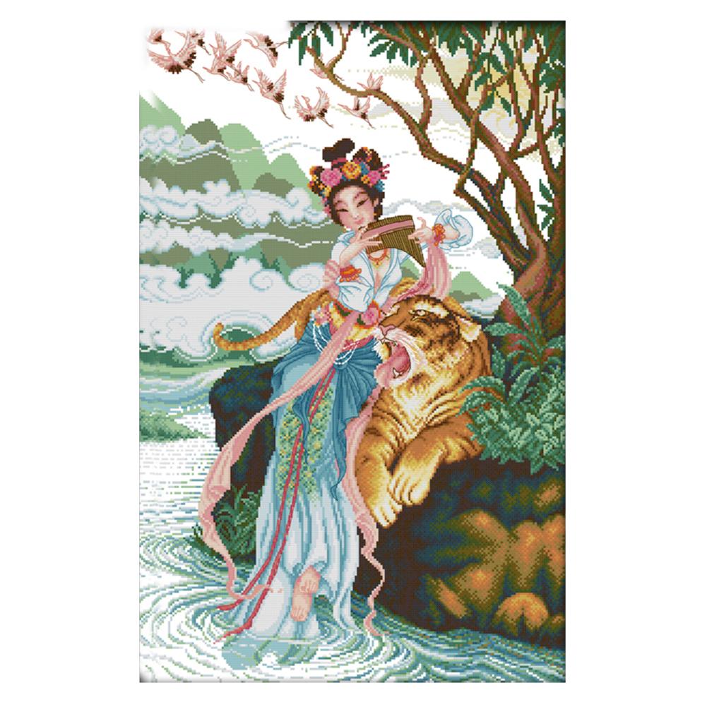 

Fairy Tiger - 14CT Stamped Cross Stitch - 44*64CM, 501 Original