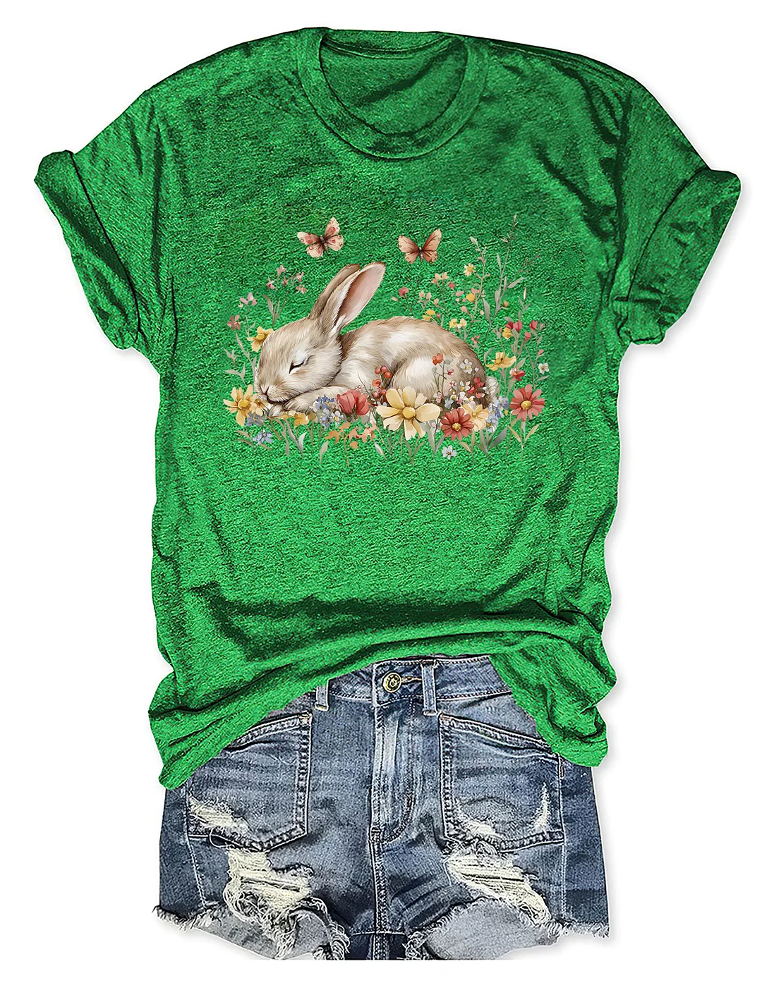 Boho Floral Bunny Rabbit T-shirt