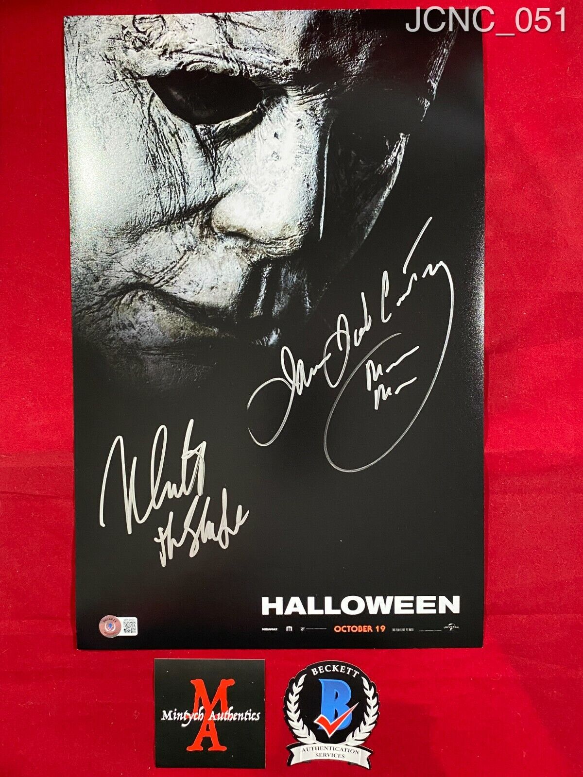 JAMES JUDE COURTNEY & NICK CASTLE SIGNED 11x17 Photo Poster painting! HALLOWEEN 2018! BECKETT!