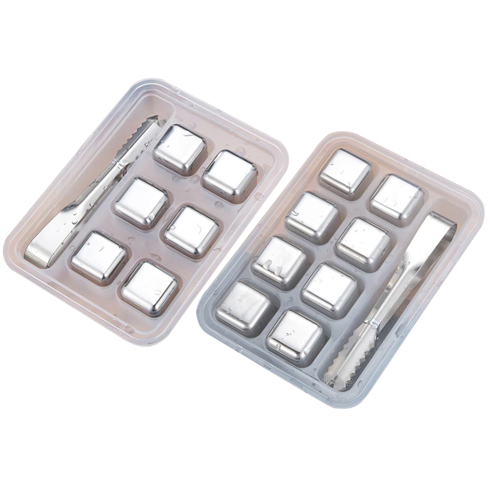 

Stainless Steel Ice Cubes Whiskey Wine Cooling Stones Bar Drinking Tools, 6 capsules;boxes;clips, 501 Original