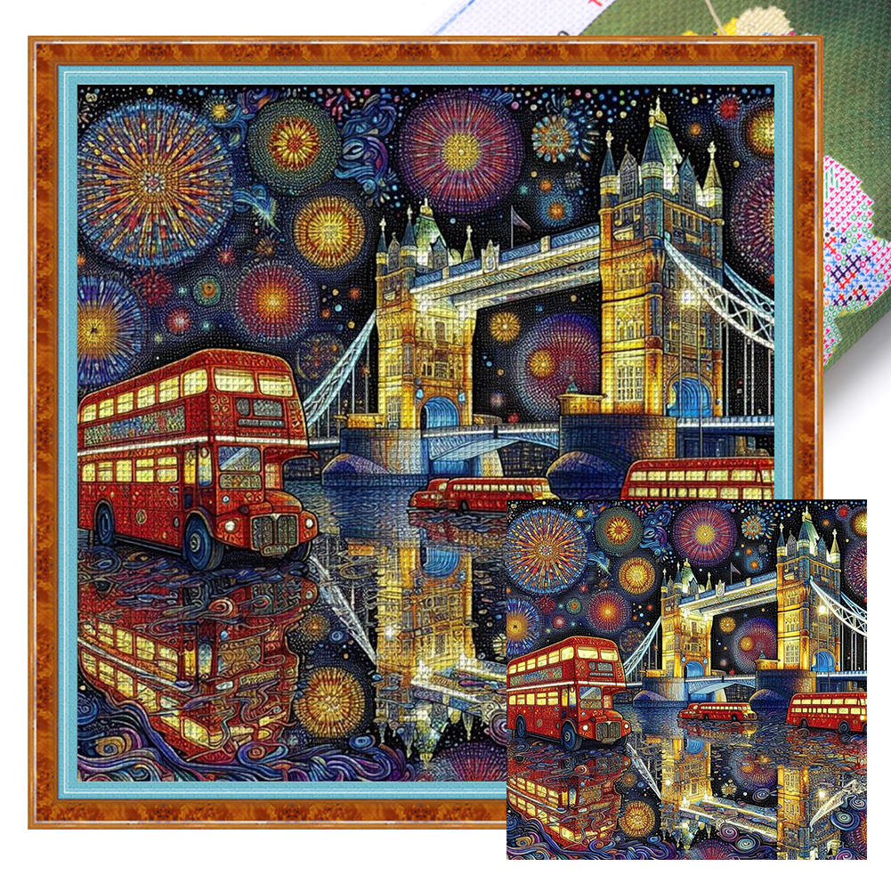 Colorful Night View Full 11CT Pre-stamped Canvas(50*50cm) Cross Stitch