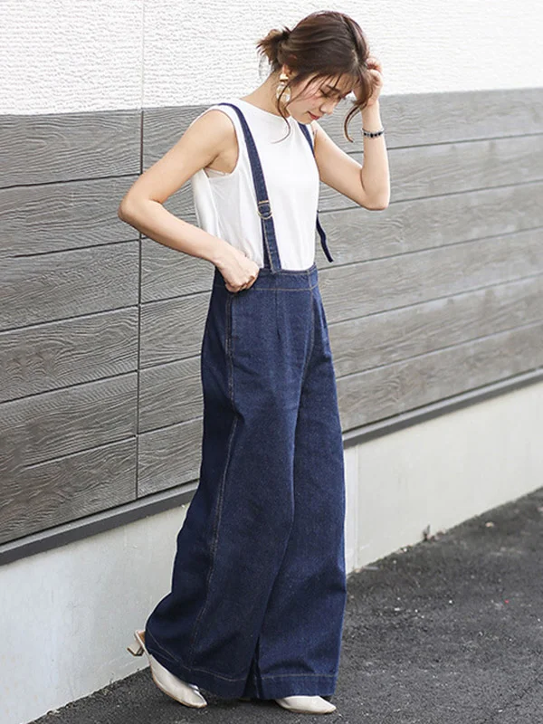 Loose Wide-Leg Long Overalls