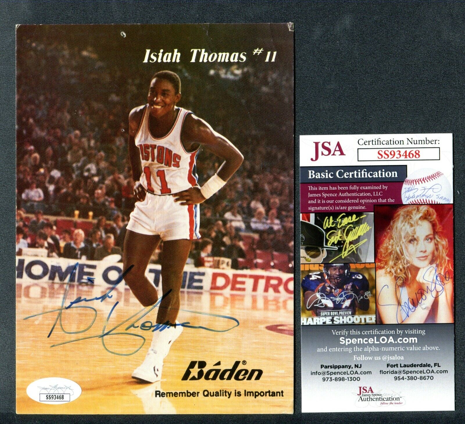 JSA Isiah Thomas Autographed Signed 5x7 Baden Ad Photo Poster painting Detroit Pistons TRB 858