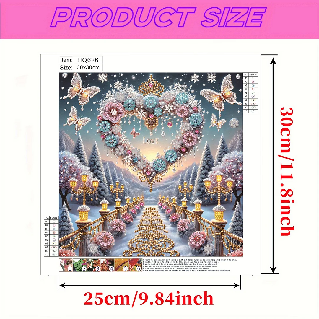 Flowers Heart  - Diamond Painting - Partial Special Shaped Drill(Canvas|30*30cm)