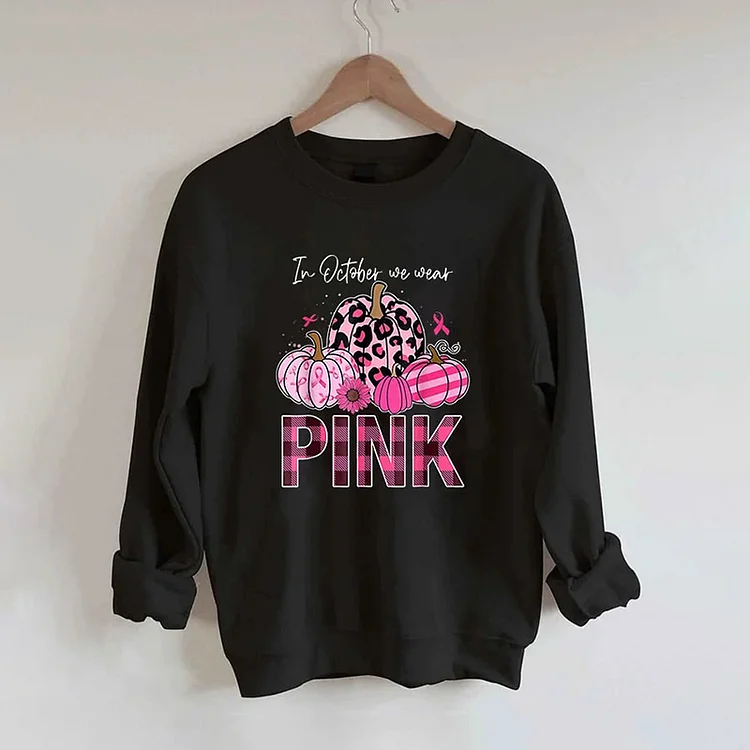 October Pink Pumpkin Print Sweatshirt