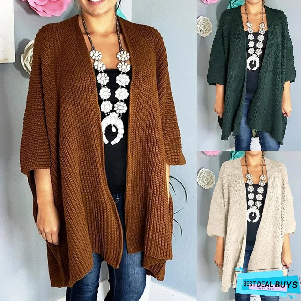 Plain Loose Outdoor Knitted Cardigan