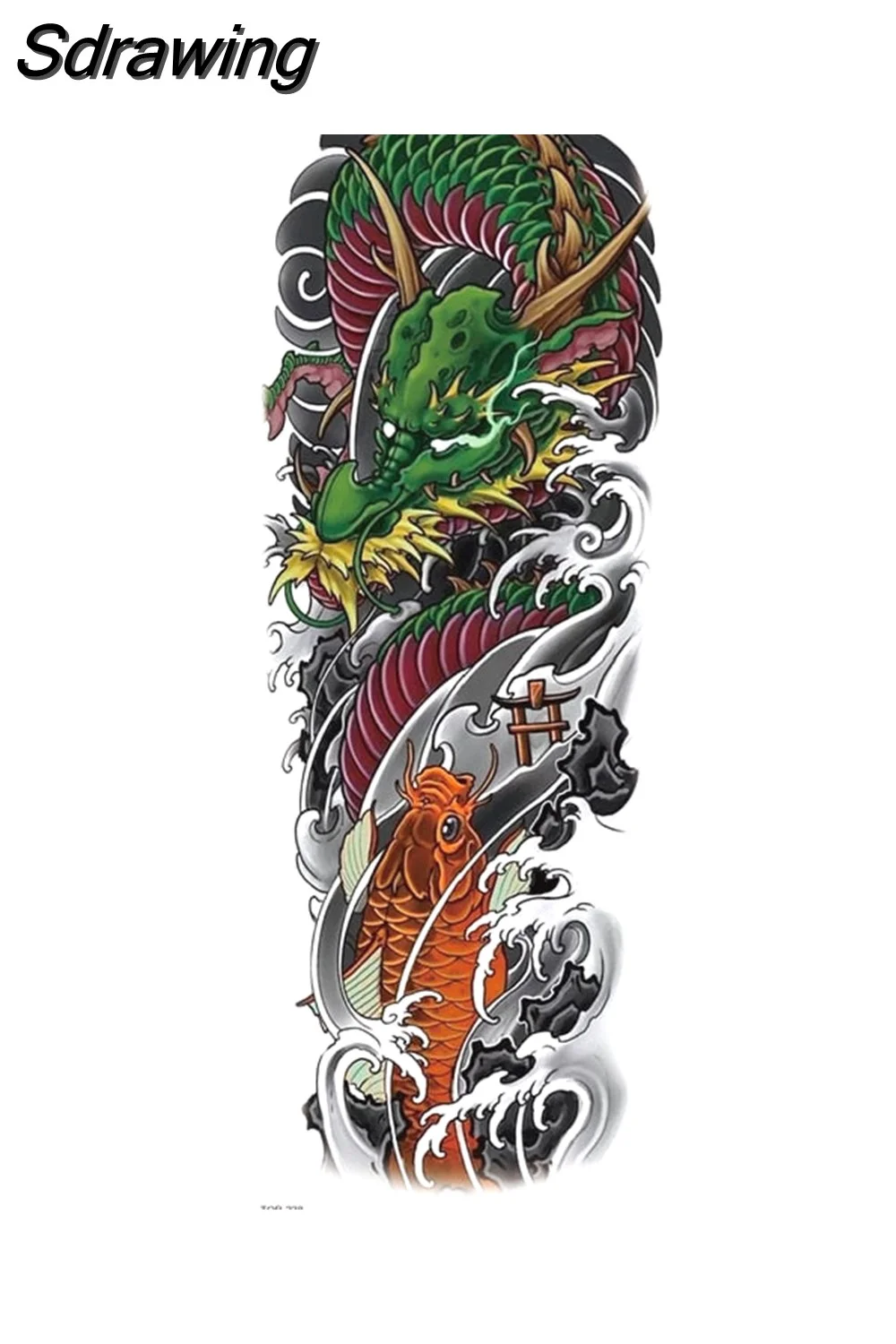 Sdrawing Tattoo Dragon For Men Waterproof Sleeves Angel Tiger Snake Animal Stickers Waterproof Temporary Tattoos Skeleton Hand 521-1