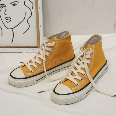 Women Canvas Shoes Women Fashion Summer Casual Sneakers Student Casual Shoes High Top Woman Vulcanize Shoes 2020 Spring Autumn