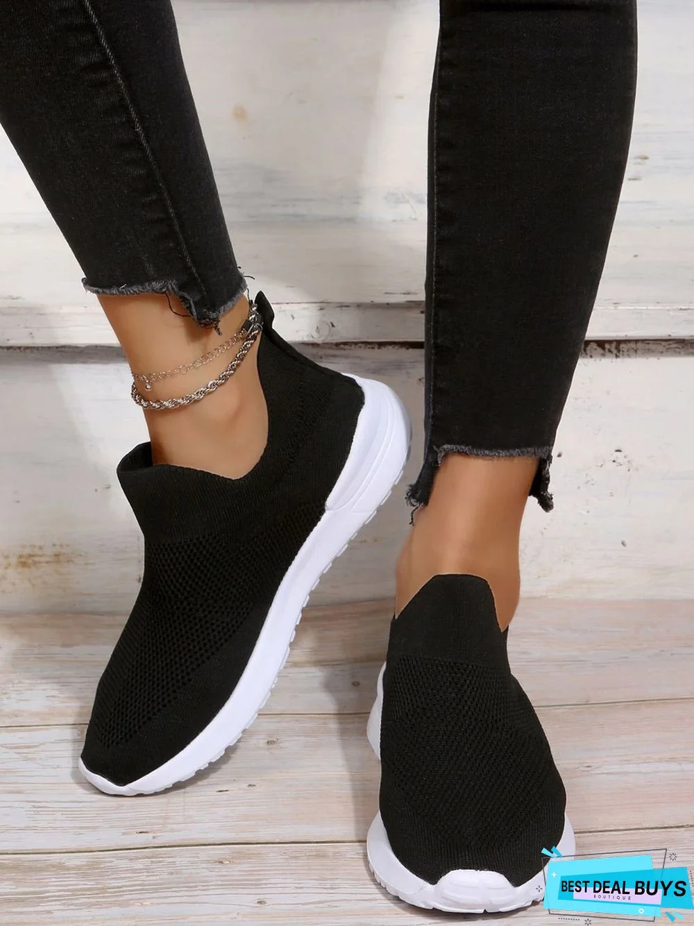 Women's Plus Size Slip On Mesh Fabric Sneakers