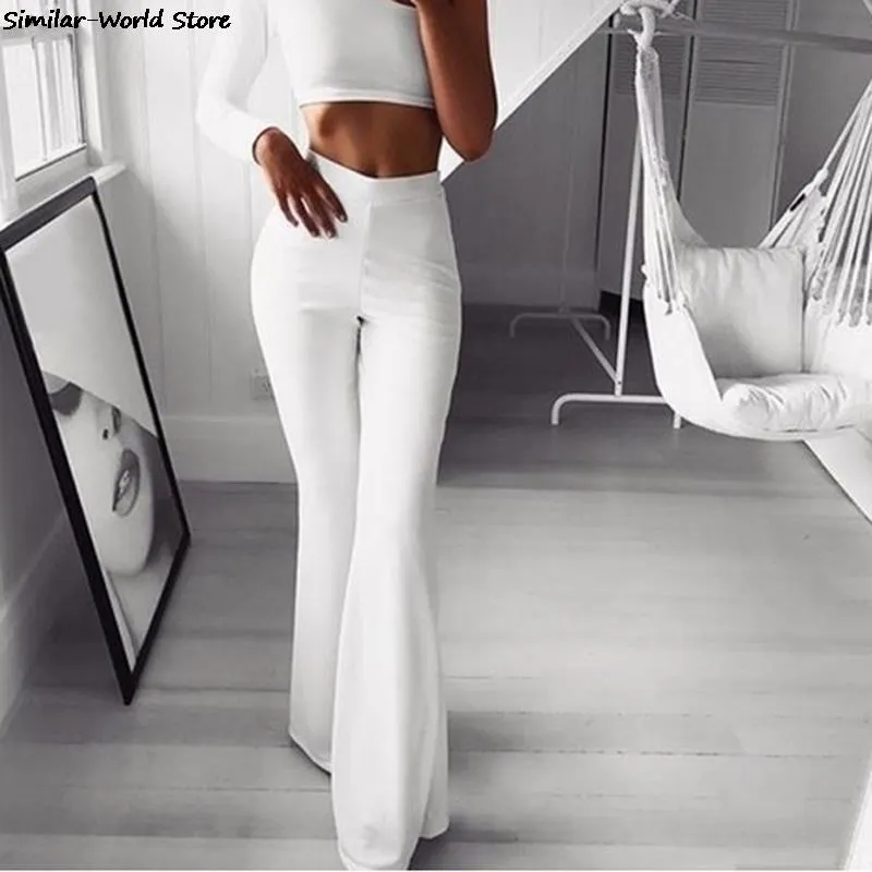Pants Women Fashion Trousers Solid Elasticity Leggings Bell-bottoms Pants High Waisted Cargo Pants Women Pantalon Femme