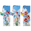 3Pcs DIY Pearl Painting Flowers Bookmark with Butterfly Pendant Home Office Supplies Gift for Book Lovers