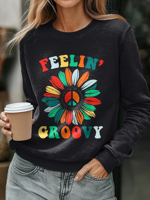 Hippie Sunflower Art Print Casual Sweatshirt