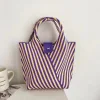 Colorful Stripe Casual Shopping Gift Lunch Handbag