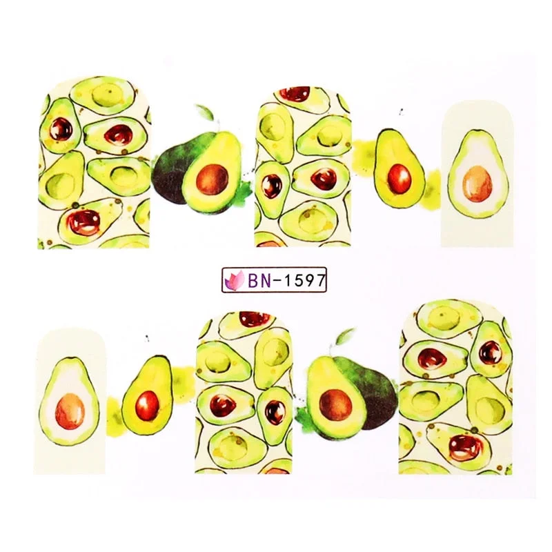 1Pc Water Decals Nail Stickers Simple Flower Leaves Transfer Decals Spring Summer Theme Floral Fruit Watermarks Decoration