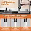 [US Local Warehouse] Stainless Steel Kitchen Sink with Pull-Out Swivel Faucet Double Waterfall Sinks