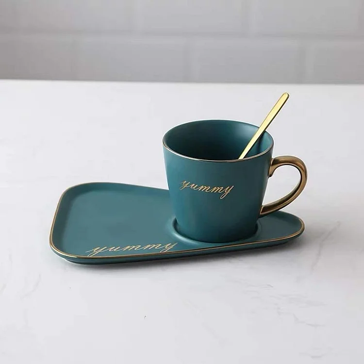 English Breakfast Porcelain Mugs Coffee Cup Espresso Trays