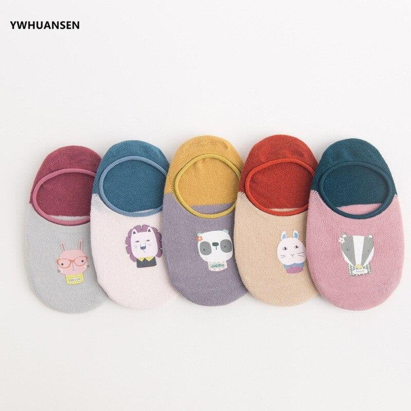 5 Pairs/lot 1 to 7 Years Animal Print Children Boat Invisible Socks Cotton Unisex Low Cut Baby Kids Ankle Socks For Girls