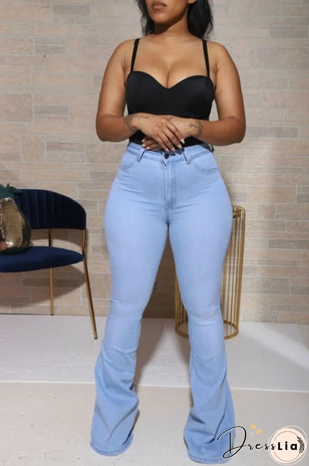 Women Washed Blue High Waist Jeans Button Y2K Korean Fashion Girl Trousers New Casual Retro Skinny Straight Flared Pants