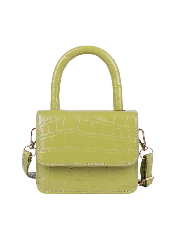 Women Leather Mini Shoulder Handbags Flap Messenger Crossbody Bags (Green)
