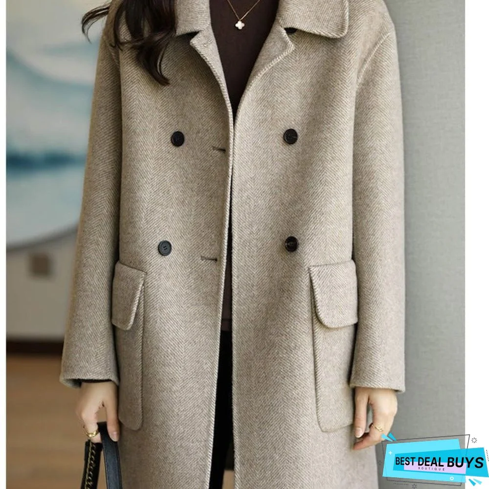 Thickened and Slim Woolen Coat In Autumn and Winter