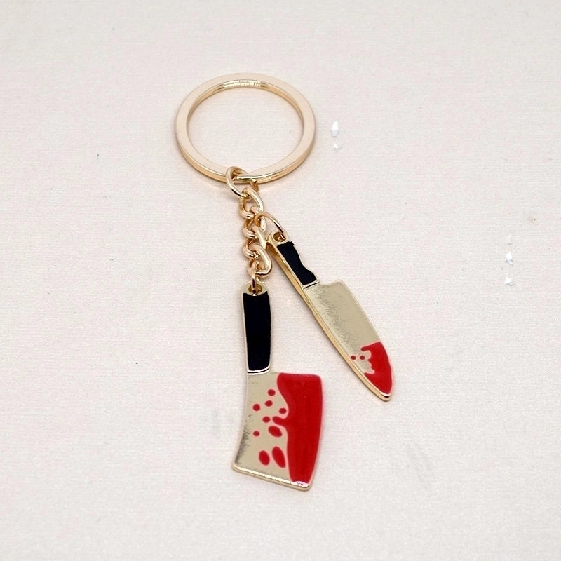 Minimalist Kitchen Knife Alloy Plating Halloween Bag Pendant Keychain