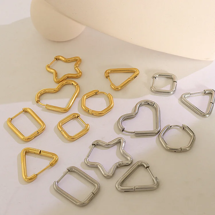 Shiny Golden Silver Geometric Earrings