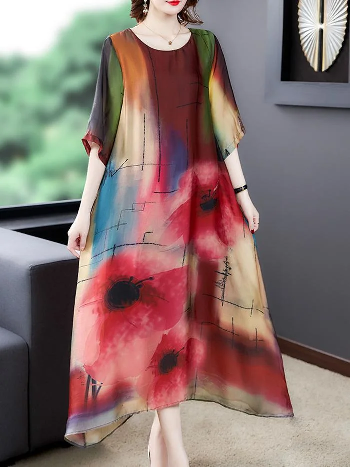 Elegant Printed A-line Dress