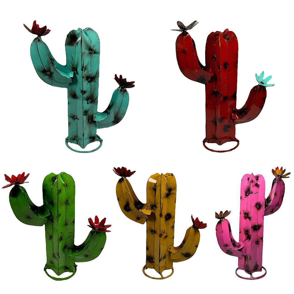 

Cactus Garden Mini Sculpture Metal Art Craft Statue Home Courtyard Decor, Yellow, 501 Original