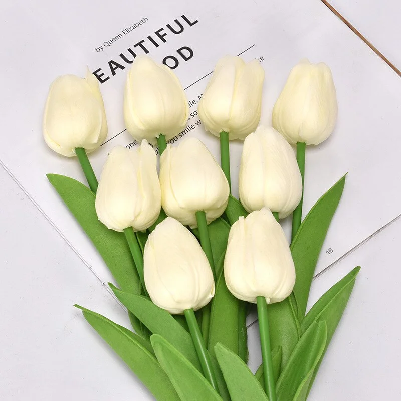 10pcs Beauty Real Touch Flowers Latex Tulips Flower Artificial Bouquet For Home Party Wedding Bridal Bouquet Fake Flower