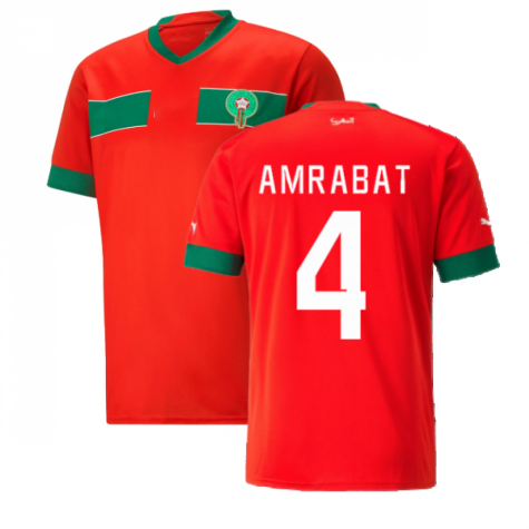 Marokko Nordin Amrabat 4 Home Trikot WM 2022