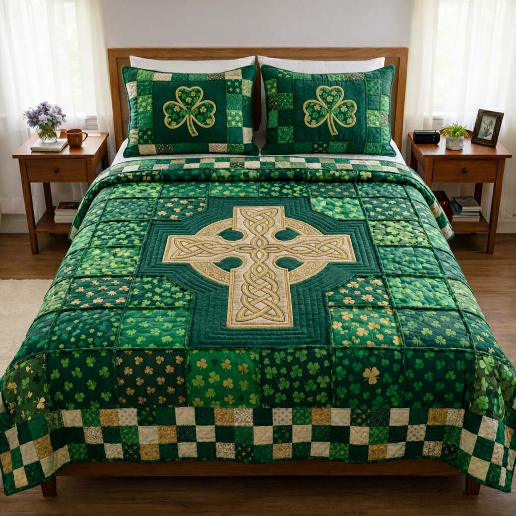 Emerald Luck 3-Piece Quilted Bedding Set GFTOQA2019