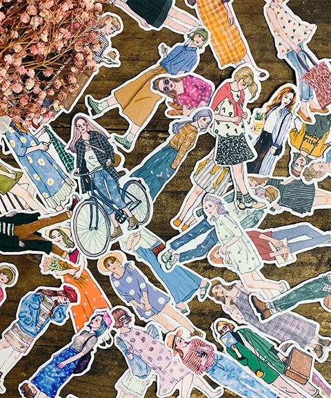 100 Pcs Hipster Girl Character Stickers Set-Himinee.com