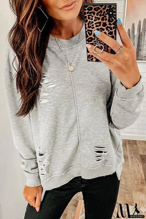 Ripped O Neck Hoodie