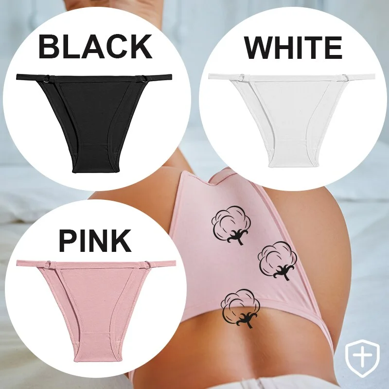 FINETOO 3PC/Set Women's Cotton Panties Underwear Metal Buckle Briefs M-2XL Female Underpant Low Waist Woman Sexy Panty Lingerie