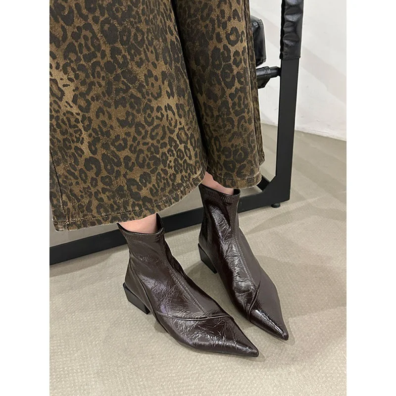 Breakj Breakj Short Boots Women 2025 Autumn And Winter New Boots Thick And Short-Cular Women Boots Small Thin Skin Boots High Heels Martin Boots