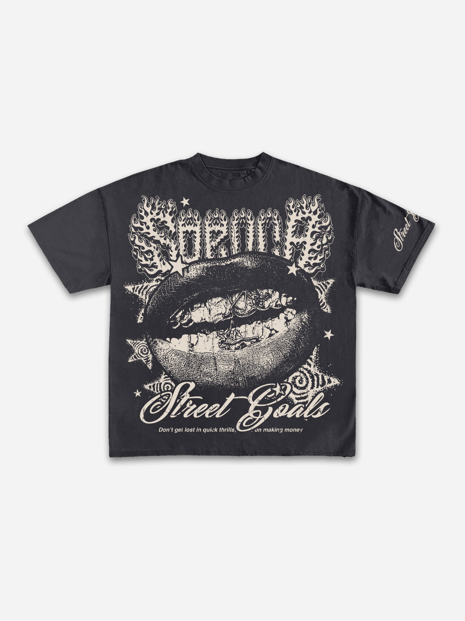 Street Goals Lip Braces Make Vintage Printed Graphics Cotton T-shirt