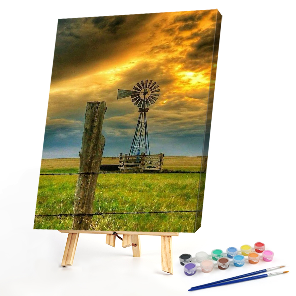 

30*40CM - Paint By Numbers - Windmill On Grass, 501 Original