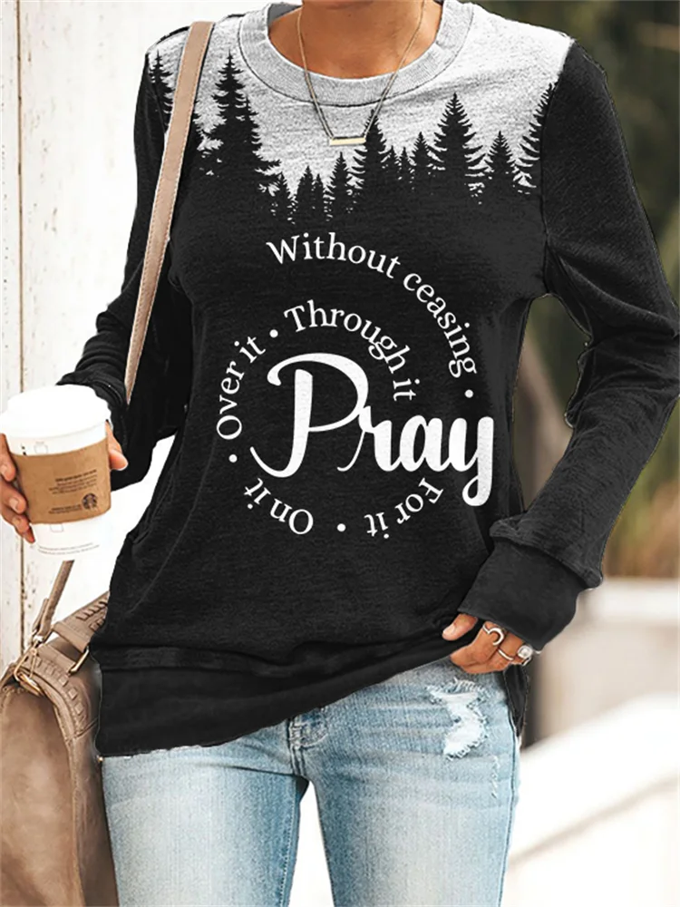 Wearshes Pray Christian Dark Forest Sweatshirt