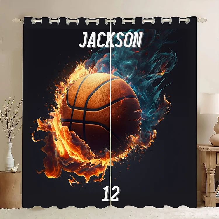 Personalized Kids Basketball Window Curtain|C03